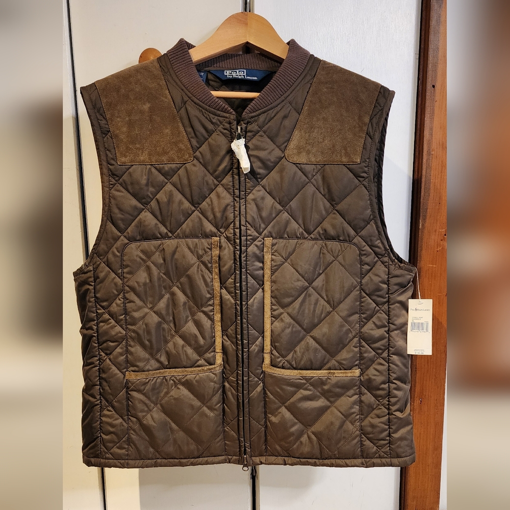 Polo by Ralph Lauren Brown Quilted Vest with Suede Accents